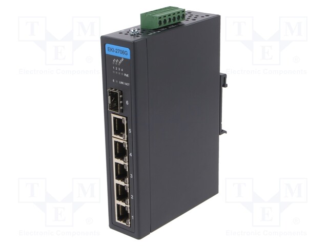 Switch PoE Ethernet; unmanaged; Number of ports: 6; 48VDC; IP30