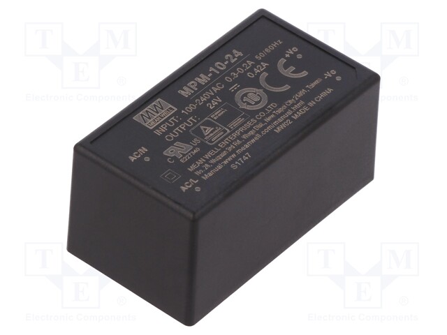 Power supply: switched-mode; modular; 10W; 24VDC; 420mA; 35g; OUT: 1