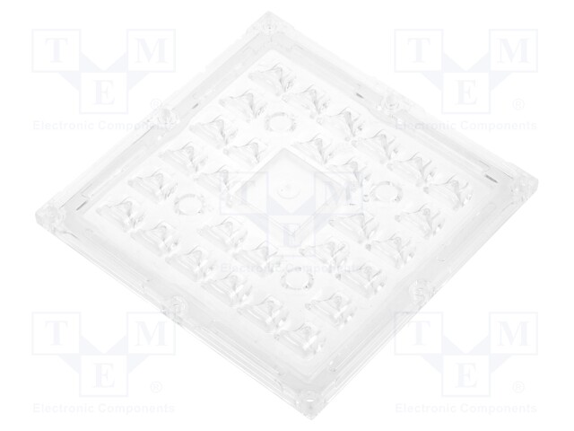 LED lens; square; Mat: PMMA plexiglass; transparent; H: 9.2mm