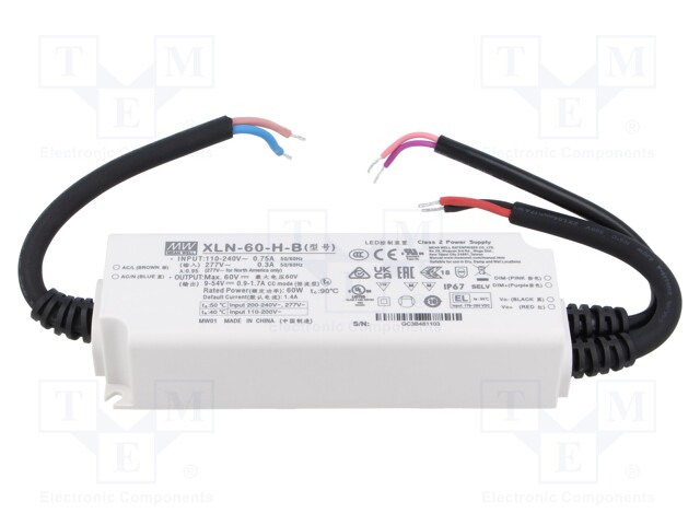 Power supply: switching; LED; 60W; IP67; XLN-60; -25÷90°C; OUT: 1