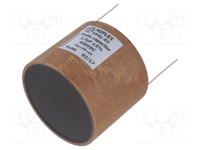 Capacitor: aluminum-polypropylene-paper; 2.7uF; 600VDC; ±5%