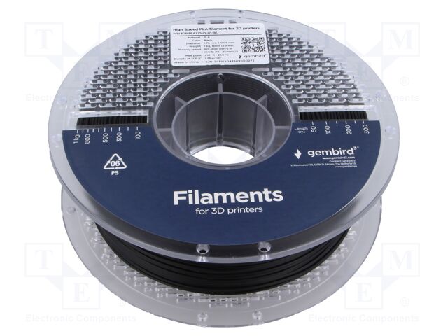 Filament: PLA; 1.75mm; black; 210÷240°C; 1kg; High Speed