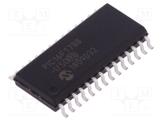 PIC microcontroller; Memory: 28kB; SRAM: 2048B; EEPROM: 256B; SMD