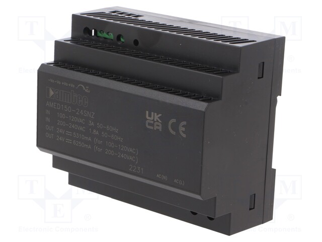 Power supply: switched-mode; 150W; 85÷264VAC; 21.6÷29VDC; 91.5%