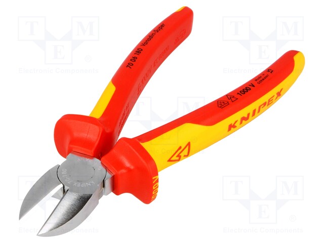 Pliers; insulated,side,cutting; chrome-vanadium steel; 180mm