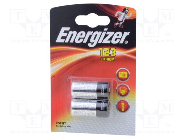 Battery: lithium; 3V; CR123A,R123; PHOTO; Batt.no: 2; Ø17x34.2mm