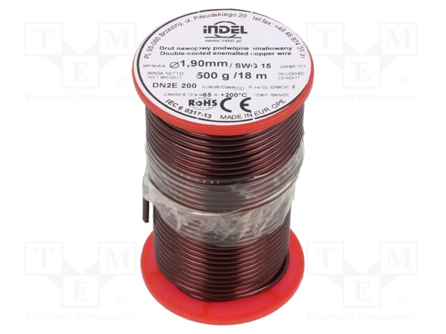 Coil wire; double coated enamelled; 1.9mm; 500g; -65÷200°C