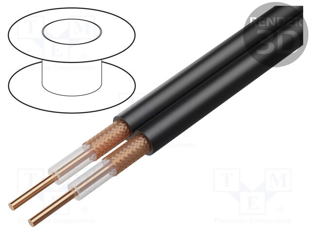 Wire: coaxial; RG59B/U; wire; CCS; PVC; black; 6.15mm