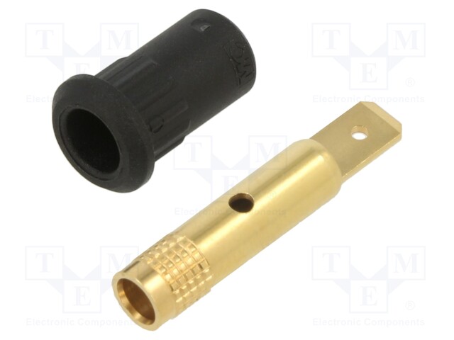 Socket; 4mm banana; 25A; 30VAC; 60VDC; 30mm; black; gold-plated