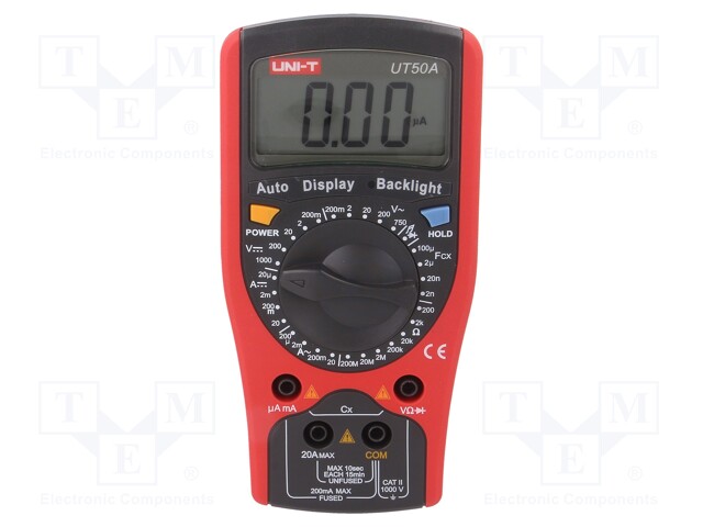 Digital multimeter; LCD,with a backlit; VAC: 2/20/200/750V