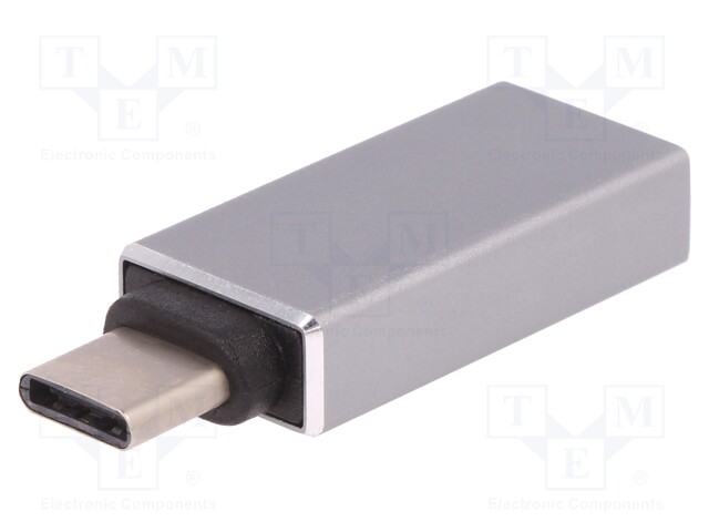 Adapter; USB 3.0; USB A socket,USB C plug; Enclos.mat: aluminium