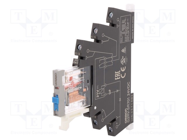 Relay: interface; SPDT; Ucoil: 24VDC; 6A; 6A/250VAC; 6A/30VDC; 100mΩ