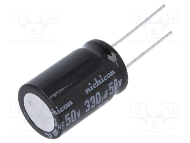 Capacitor: electrolytic; bipolar; THT; 330uF; 50VDC; Ø10x25mm; ±20%