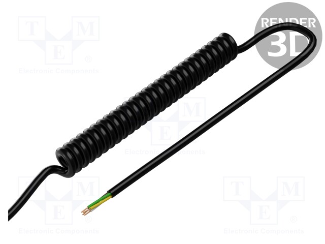 Wire: coiled; 4x0,5mm2; unshielded; PUR; black; 300V; 800mm; 3200mm