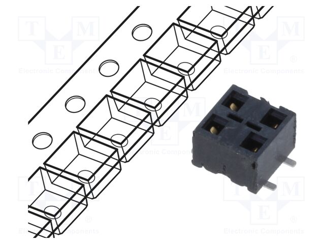 Connector: pin strips; female; 2.54mm; gold flash; SMT; socket