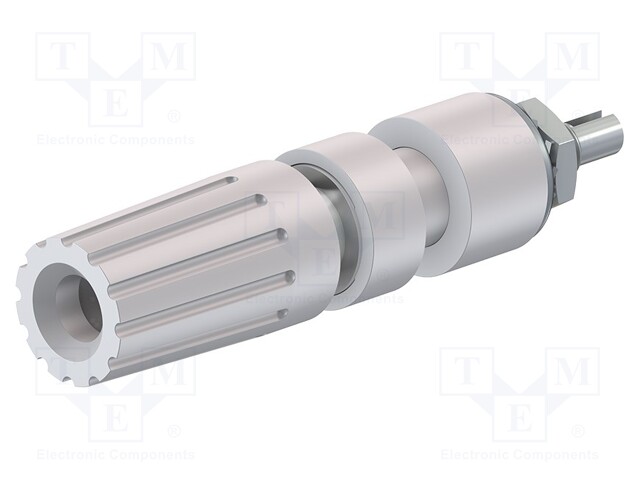 Socket; 4mm banana; 35A; 30VAC; 60VDC; white; nickel plated