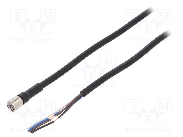 Connection lead; M8; PIN: 4; straight; Len: 2m; plug; 1A; -10÷80°C