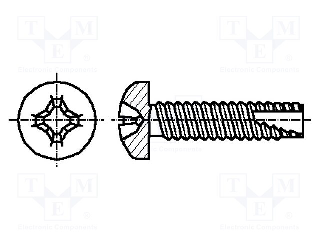 Screw; for metal; 3x8; Head: cheese head; Phillips; hardened steel