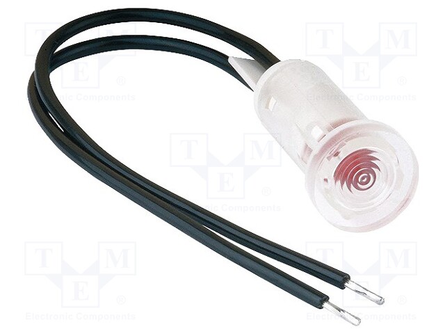 Indicator: LED; flat; Cutout: Ø9.7mm; 100mm leads; plastic