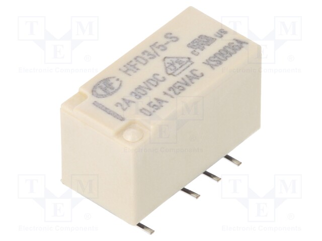 Relay: electromagnetic; DPDT; Ucoil: 5VDC; 0.5A/125VAC; 2A/30VDC