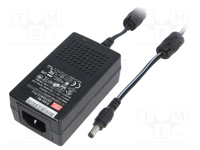 Power supply: switched-mode; 24VDC; 1.04A; Out: 5,5/2,1; 25W; 88%