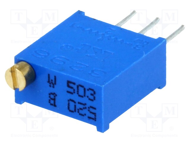 Potentiometer: mounting; multiturn; 50kΩ; 500mW; THT; ±10%; linear