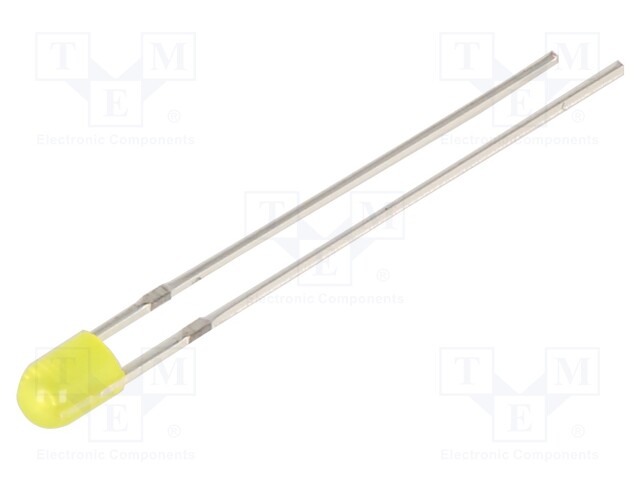 LED; 3mm; yellow; 120÷150mcd; 120°; Front: convex; 2.1÷2.6V; 78mW