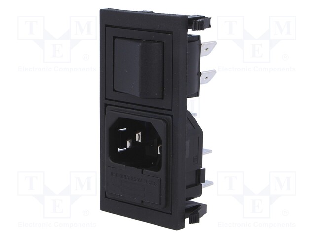 Connector: AC supply; socket; male; 10A; 250VAC; IEC 60320; UL94V-0