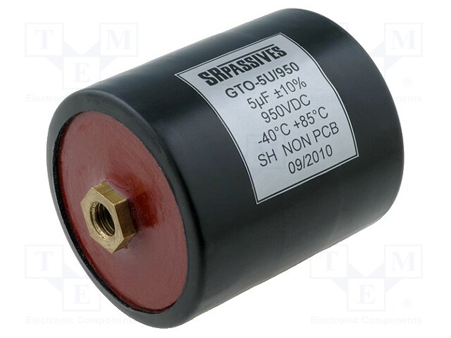 Capacitor: polypropylene; 5uF; ±10%; Ø50x55mm; 950VDC; 600VAC