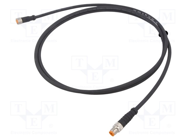 Connection lead; M8; PIN: 4; 1.5m; plug; 50VAC; 4A; -25÷80°C; IP67