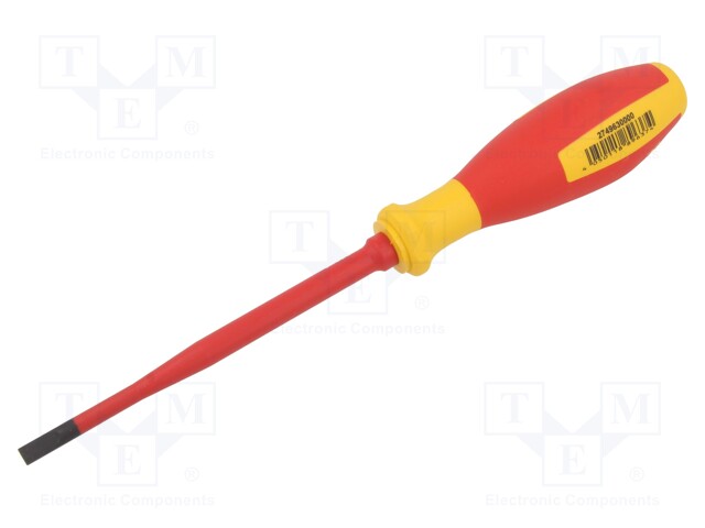 Screwdriver; insulated,slim; slot; 5,5x1,0mm; Blade length: 125mm