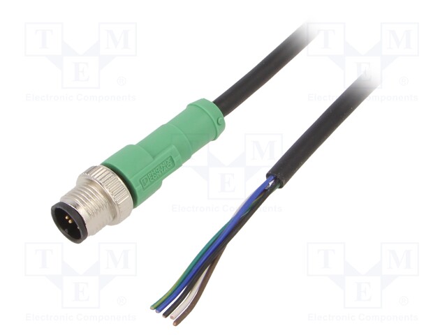 Connection lead; M12; PIN: 5; straight; 1.5m; plug; 60VAC; 4A; 60VDC