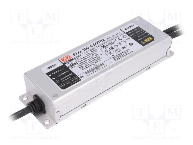 Power supply: switched-mode; LED; 100W; 100÷200VDC; 500mA; IP67