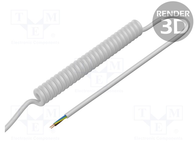 Wire: coiled; 3G1.5mm2; unshielded; PUR; white; 300V,500V; 0.5m