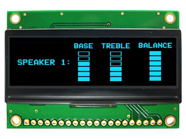 Display: OLED; graphical; 2.23"; 128x32; Dim: 63.2x43.1x5.5mm; blue