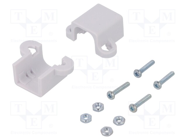 Bracket; white; Pcs: 2; Holder mat: plastic; Dim: 26.6x17.3x11.5mm