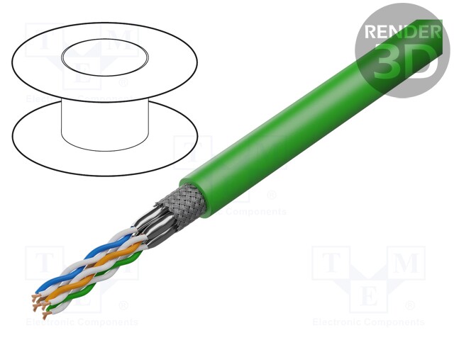 Wire; S/FTP,ETHERLINE® TORSION; 6a; stranded; Cu; 4x2x24AWG; PUR