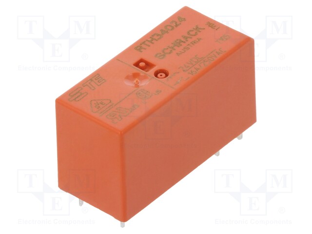 Relay: electromagnetic; SPST-NO; Ucoil: 24VDC; 16A/250VAC; 16A