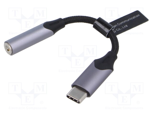 Cable; Jack 3.5mm socket,USB C plug; nickel plated; 0.1m