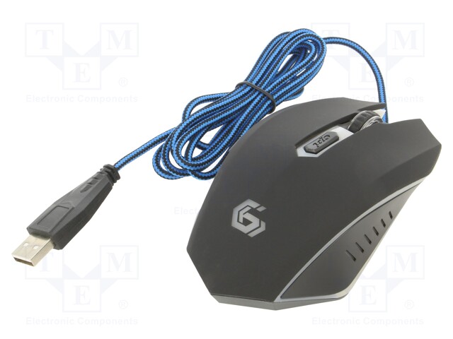 Optical mouse; black,blue; USB A; wired; No.of butt: 6; 1.3m