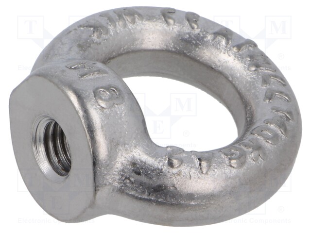 Lifting eye nut; eye; M8; A2 stainless steel; DIN: 582; 20mm