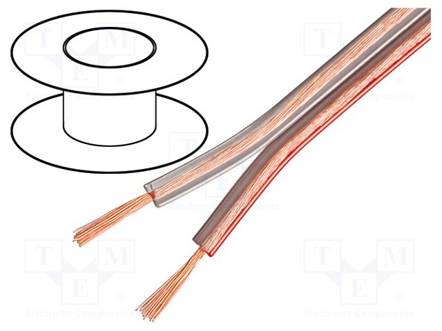 Wire: loudspeaker cable; 2x0,35mm2; stranded; Cu; transparent