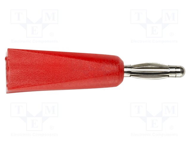 Plug; 2mm banana; 5A; 500V; red; Plating: nickel plated; Ø: 1mm