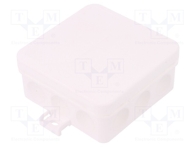 Enclosure: junction box; X: 85mm; Y: 85mm; Z: 37mm; polypropylene