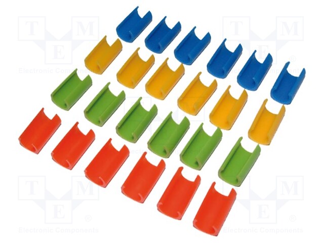 Cable identifier kit; red,blue,green,yellow; 16pcs; 5mm