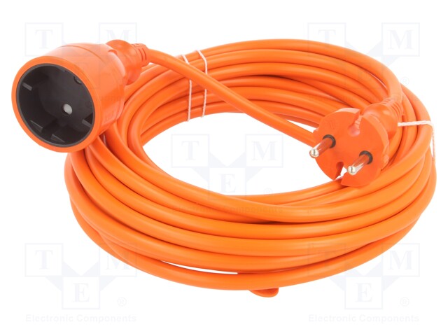 Extension lead; Sockets: 1; PVC; orange; 2x1,5mm2; 10m; 16A