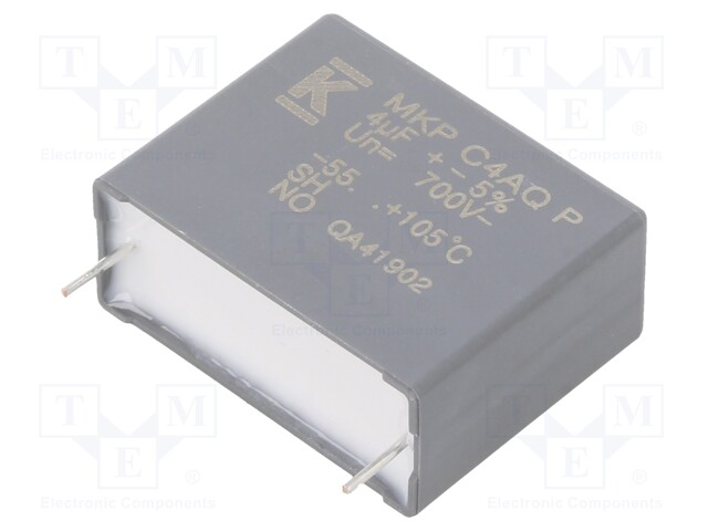 Capacitor: polypropylene; DC-Link; 4uF; ESR: 14.2mΩ; THT; ±5%; 7.5A