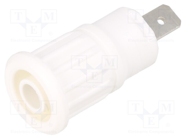 Socket; 4mm banana; 24A; 1kV; Cutout: Ø12.2mm; white; nickel plated