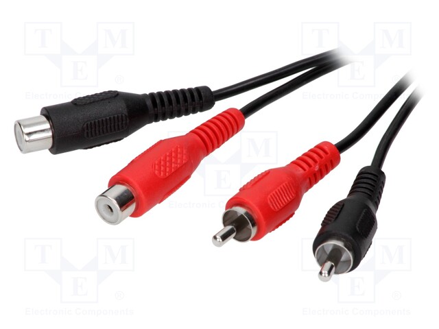 Cable; RCA socket x2,RCA plug x2; 5m; black