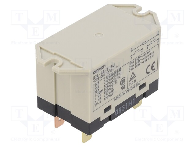 Relay: electromagnetic; DPST-NO; Ucoil: 12VDC; Icontacts max: 25A